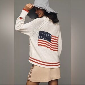 Maeve White and Red Cowl Neck Sweater